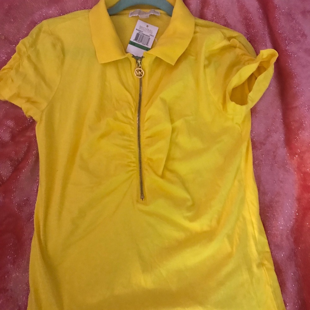 Michael Kors Polo with Zipper -Yellow sz L